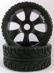 1/8 buggy tires 6 spoke wheel and street tire un-mounted 2pairs